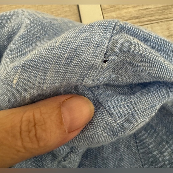 HIHO Tortola 100% Linen Shirt Henley Roll Tab Sleeves Coastal Relaxed Size Large - Picture 10 of 10